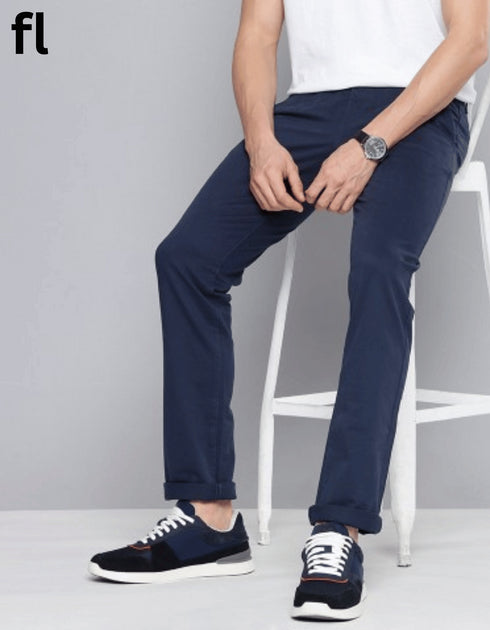 Navy Cotton Imported Stuff Pant Smart Fit